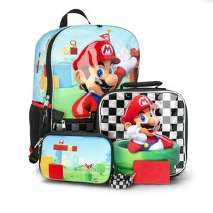 Super Mario 4 Piece Set Backpack and Lunch box Set